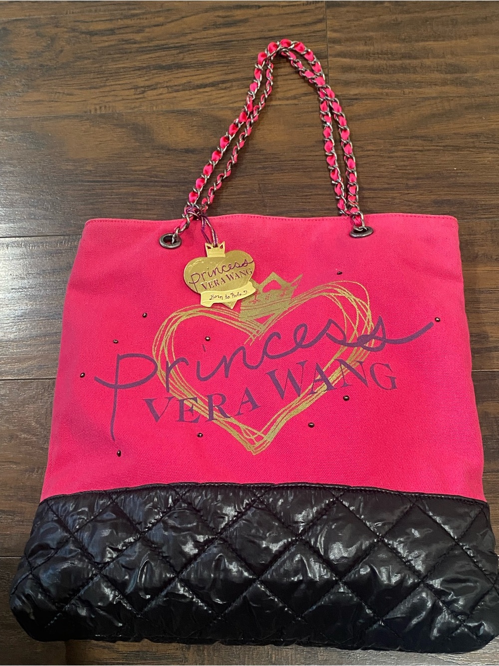 Vera Wang Pink and Black Princess Heart Tote